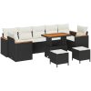 10-dela Trädgårdsoff set med kuddar svart poly rattan akacia vidaXL Stor – miniatyr 2