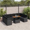 10-dela trädgårdssofa-set med kuddar Svart poly rattan vidaXL Stor – miniatyr 3
