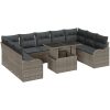 10 Dela Trädgårdssoffset med Kuddar Grå Polyrotting vidaXL Medium – miniatyr 2