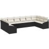 10-delad trädgårdsofa set med kuddar svart poly-rotning vidaXL 344 x 178,5 x 85 cm – miniatyr 2