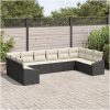 10-delad trädgårdsofa set med kuddar svart poly-rotning vidaXL 344 x 178,5 x 85 cm – miniatyr 3