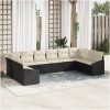 10-delad trädgårdsofa set med kuddar svart poly-rotning vidaXL 344 x 178,5 x 85 cm – miniatyr 1