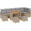 10-delad trädgårdsofaställ med dynor Beige Poly rotting Akacia vidaXL Stor – miniatyr 2