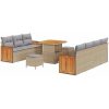 10-delad trädgårdsoffagrupp med kuddar Beige polyrotting acacia vidaXL Stor – miniatyr 2