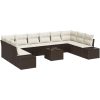 10-delad trädgårdsoffagrupp med kuddar Grå Poly Rattan vidaXL 55 x 55 x 37 cm – miniatyr 2