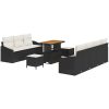 10-delad trädgårdsoffagrupp med kuddar svart konstrotting akacia vidaXL 123 x 62 x 69 cm, 3 - Sits, 90 cm – miniatyr 2