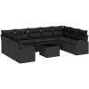 10-delad trädgårdsoffasett med kuddar beige polyroting vidaXL Stor – miniatyr 2