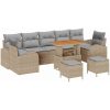 10-delad trädgårdsoffgrupp med kuddar beige poly rattan akacia vidaXL Stor – miniatyr 2