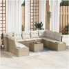 10-delad trädgårdsoffgrupp med kuddar, brun poly rattan vidaXL 289 x 209 x 85 cm – miniatyr 1