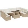 10-delad trädgårdsoffset med kuddar Beige Poly Rattan vidaXL Medium – miniatyr 2