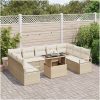 10-delad trädgårdsoffset med kuddar Beige Poly Rattan vidaXL Medium – miniatyr 3