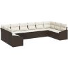 10-delad Trädgårdsoffset med Kuddar Brun Poly Rattan vidaXL 344 x 178,5 x 85 cm – miniatyr 2