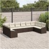 10-delad Trädgårdsoffset med Kuddar Brun Poly Rattan vidaXL 344 x 178,5 x 85 cm – miniatyr 3