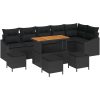 10-delad trädgårdsoffset med kuddar svart poly rattan akacia vidaXL Stor – miniatyr 2