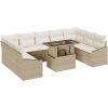 10-delad utemöbelgrupp med kuddar i beige polyrotting vidaXL 100 x 55 x 73 cm – miniatyr 2