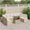 10-delad utemöbelgrupp med kuddar i beige polyrotting vidaXL 100 x 55 x 73 cm – miniatyr 3