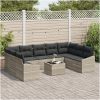 10-delade trädgårdsoffaset med kuddar Grå Poly Rotting vidaXL 289 x 178.5 x 85 cm – miniatyr 3