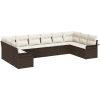 10-delade trädgårdssoffset med kuddar brun poly rattan vidaXL Stor – miniatyr 2