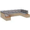 10 Delar Trädgårdsoffaset med Kuddar Beige Poly Rattan Akacia vidaXL 344 x 209 x 69 cm – miniatyr 2