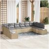 10 Delar Trädgårdsoffaset med kuddar Beige Poly Rattan vidaXL 344 x 209 x 85 cm – miniatyr 1