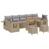 10 Delar Trädgårdsoffaset med Kuddar Beige Poly Rotting Akacia vidaXL Medium – miniatyr 2