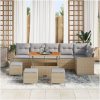 10 Delar Trädgårdsoffset med Kuddar Beige Poly Rattan Akacia vidaXL Stor – miniatyr 3