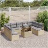 10 Delar Trädgårdsoffset med Kuddar Beige Poly Rattan vidaXL Stor – miniatyr 3