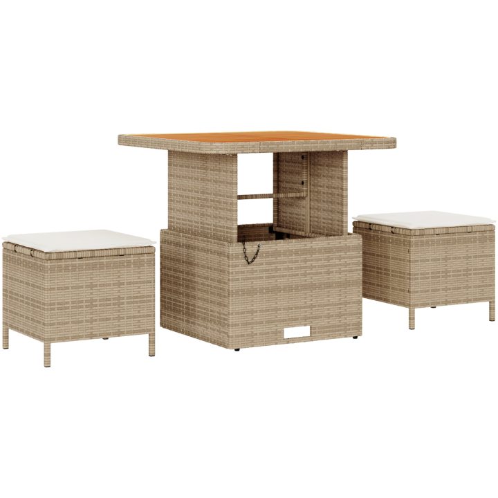 10 Delar Trädgårdssoffa Set med Kuddar Beige Poly Rottning Akacia vidaXL Stor – bild 4