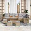 10 Delar Trädgårdssoffset Med Kuddar Beige Poly Rattan Akacia vidaXL Stor – miniatyr 3