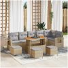 10 Delar Trädgårdssoffset Med Kuddar Beige Poly Rattan Akacia vidaXL Stor – miniatyr 1