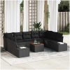 10-delars loungeset med kuddar i svart polyrotting och akacia vidaXL 55 x 55 x 37 cm – miniatyr 1