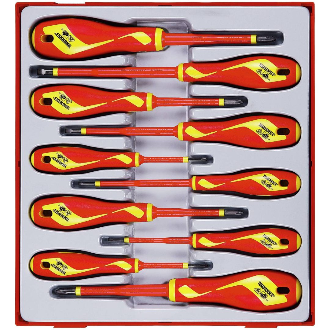 10 delars Skruvmejselsats för 1000 volt TTDV910N Teng Tools SKRUVMEJSELSATS 1000V TTDV910N