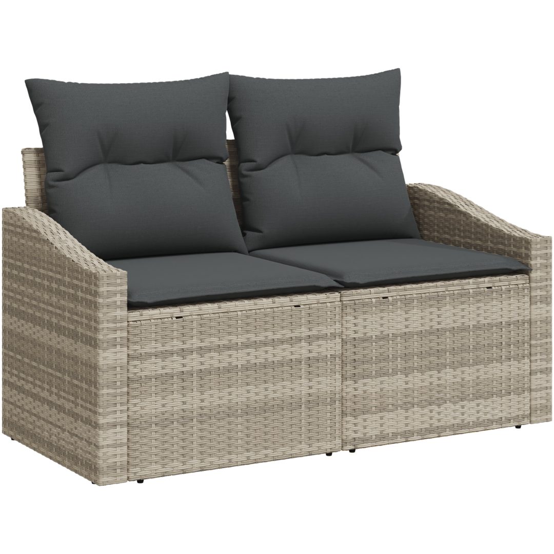 10-delars soffgrupp med kuddar, ljusgrå poly rattan vidaXL 100 x 55 x 73 cm – bild 4