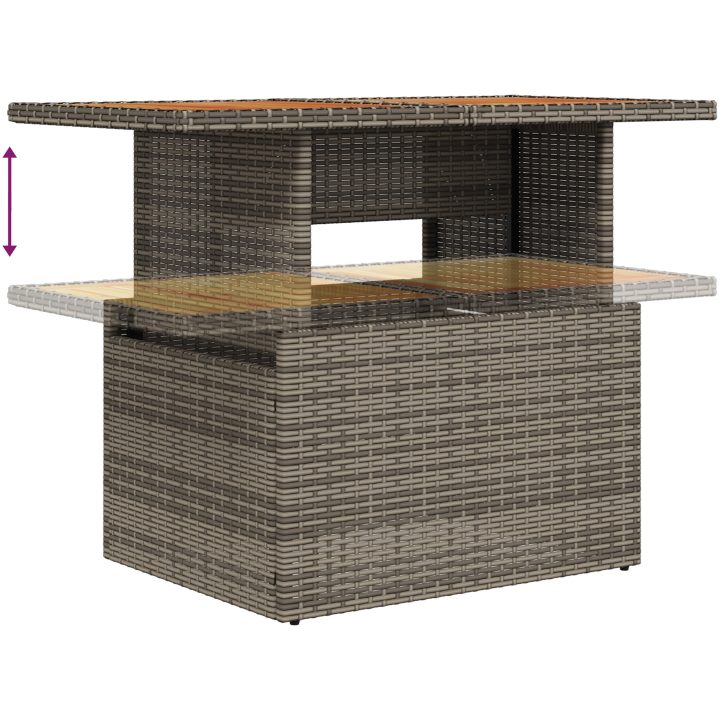 10-delars trädgårds matsalsset med dynor grå polyrotting akacia vidaXL 100 x 55 x 73 cm – bild 10