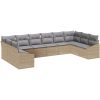 10-delars trädgårdsmöbelset med kuddar i beige polyrotting vidaXL 344 x 178,5 x 85 cm – miniatyr 2
