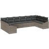 10-delars trädgårdsmöbelset med kuddar i grå poly-rattan vidaXL 344 x 178,5 x 85 cm – miniatyr 2