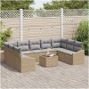 10-delars trädgårdsmöbelset med kuddar i svart poly rattan vidaXL 55 x 55 x 37 cm – miniatyr 3