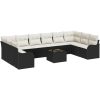10-delars Trädgårdsofa Set med Kuddar Brun Poly Rattan vidaXL Stor – miniatyr 2