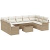10 Delars Trädgårdsofa Set med Kuddar Brun Poly Rotting vidaXL 55 x 55 x 37 cm – miniatyr 2