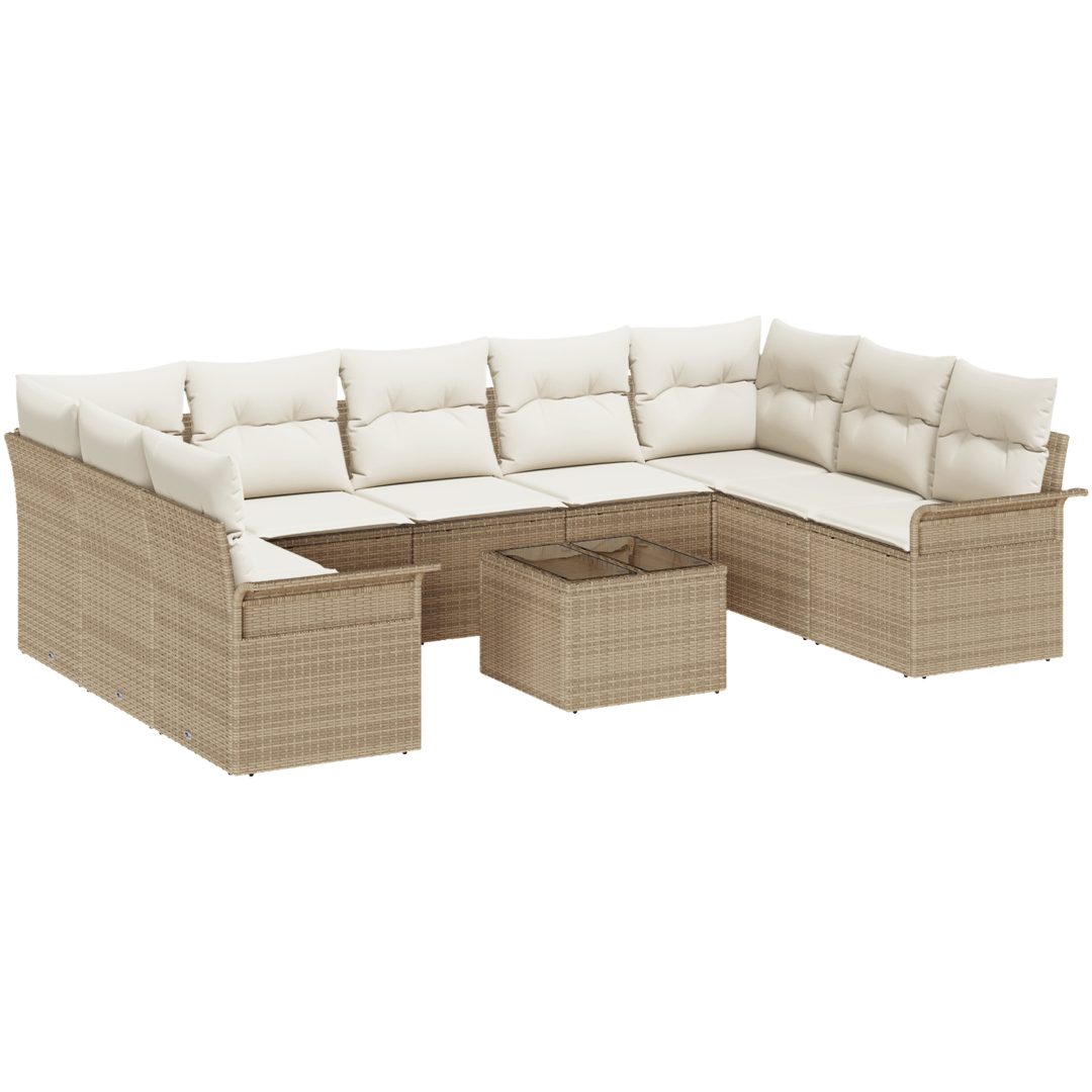 10 Delars Trädgårdsofa Set med Kuddar Brun Poly Rotting vidaXL 55 x 55 x 37 cm – bild 2