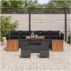 10-delars trädgårdsofa set med kuddar svart poly rotting akacia vidaXL Stort – miniatyr 3