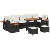 10 Delars Trädgårdsofa Set med Kuddar Svart Poly Rottning Akacia vidaXL Mellan – miniatyr 2