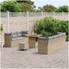10-delars trädgårdsofabundel med kuddar beige polyrotting acacia vidaXL 2 - Sits, 3 - Sits, 80 cm – miniatyr 3