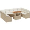 10-delars trädgårdsoff set med beige kuddar i polyrotting vidaXL 100 x 55 x 73 cm – miniatyr 2