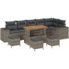 10-delars Trädgårdsoff-set med Dynor Grå Poly Rattan Akacia vidaXL Större – miniatyr 2