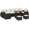 10-delars trädgårdsoff set med dynor svart poly rattan akacia vidaXL Stor – miniatyr 2
