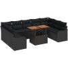 10-delars trädgårdsoff set med dynor svart poly rotting akacia vidaXL Medium – miniatyr 2