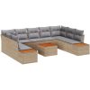 10-delars trädgårdsoff-set med kuddar - Beige konstrotting och akacia vidaXL 55 x 55 x 37 cm – miniatyr 2