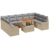 10-delars trädgårdsoff set med kuddar beige poly rotting akacia vidaXL Medium – miniatyr 2