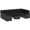 10-delars trädgårdsoff-set med kuddar beige poly rotting vidaXL 289 x 178.5 x 85 cm – miniatyr 2
